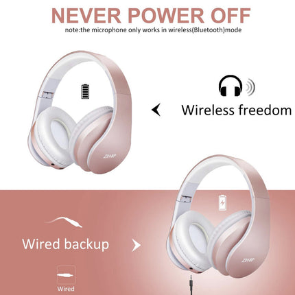 سماعات لاسلكيه بلوتوث Bluetooth Headphones Over-Ear, Zihnic Foldable Wireless and Wired Stereo Headset Micro SD/TF, FM for Cell Phone,PC,Soft Earmuffs &Light Weight for Prolonged Waring