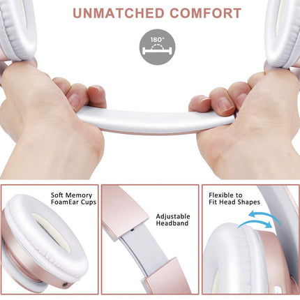 سماعات لاسلكيه بلوتوث Bluetooth Headphones Over-Ear, Zihnic Foldable Wireless and Wired Stereo Headset Micro SD/TF, FM for Cell Phone,PC,Soft Earmuffs &Light Weight for Prolonged Waring