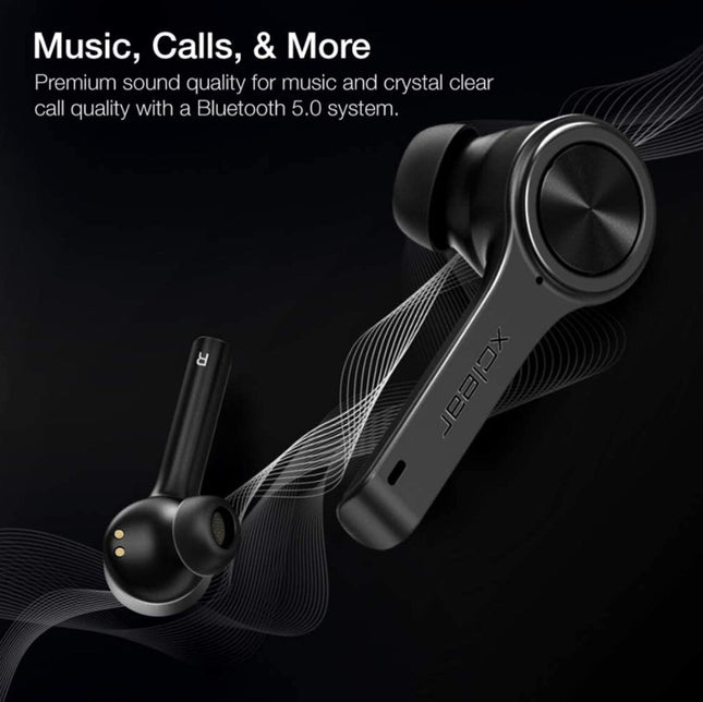 XClear Wireless Earbuds with Immersive Sounds True 5.0 Bluetooth in-Ear Headphones with Charging Case/Quick-Pairing Stereo Calls/Built-in Microphones/IPX5 Sweatproof/Pumping Bass for Sports Black