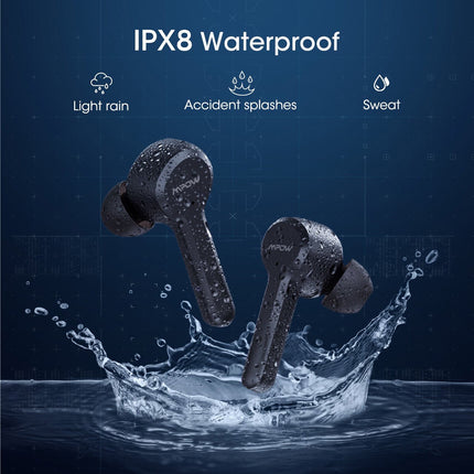 Mpow M9 Wireless Earbuds M9 True Wireless Earbuds with 4 Microphones Noise Cancellation, 40 Hours of Playtime, IPX8 Waterproof, Touch Control, Twin Stereo with Punchy Bass, Single Mode, USB-C Port