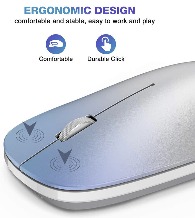 OMOTON Bluetooth Mouse for iPad and iPhone (iPadOS 13 / iOS 13 and Above), Ultra-Thin Wireless Mouse Compatible with Bluetooth Enabled Computer, Laptop, PC, Notebook, and Mac Series (Silver)