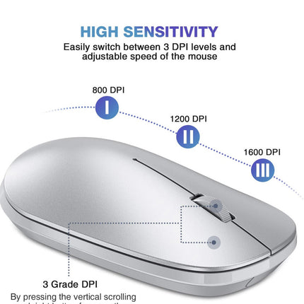 OMOTON Bluetooth Mouse for iPad and iPhone (iPadOS 13 / iOS 13 and Above), Ultra-Thin Wireless Mouse Compatible with Bluetooth Enabled Computer, Laptop, PC, Notebook, and Mac Series (Silver)