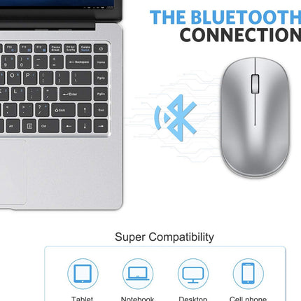 OMOTON Bluetooth Mouse for iPad and iPhone (iPadOS 13 / iOS 13 and Above), Ultra-Thin Wireless Mouse Compatible with Bluetooth Enabled Computer, Laptop, PC, Notebook, and Mac Series (Silver)